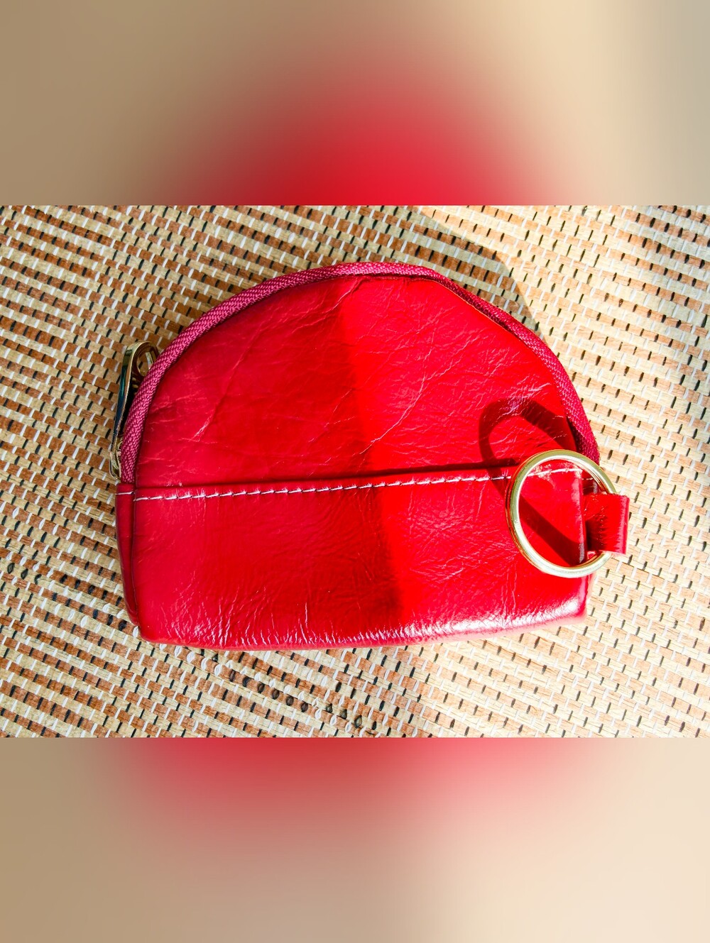 Elegant Red Leather Coin Purse